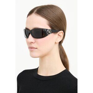 Chanel Black 6030 Wraparound Sunglasses With Logo Side Detail & Pouch Flaw Y2K